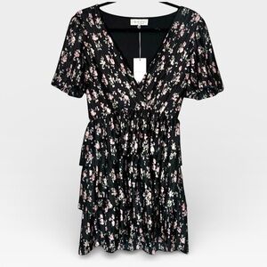 WAYF Floral Ruffled Mini Dress Puff Sleeve Size Small (NWT)